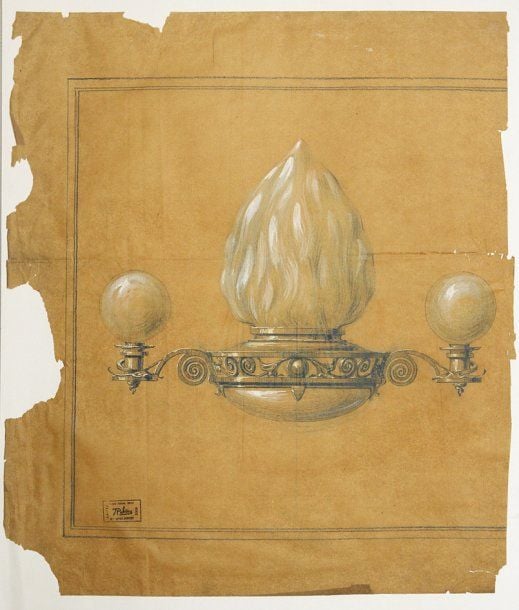 Lot De 9 Dessins Originaux Sur Calques, Etude De Luminaire