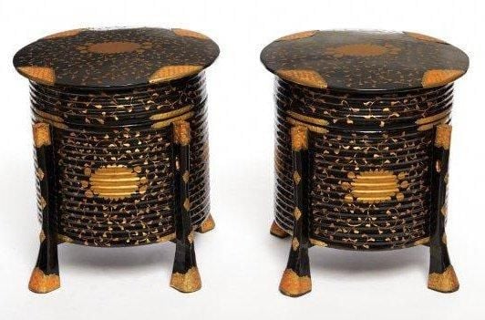 Lot de deux boites hokai laquées de couleur noir