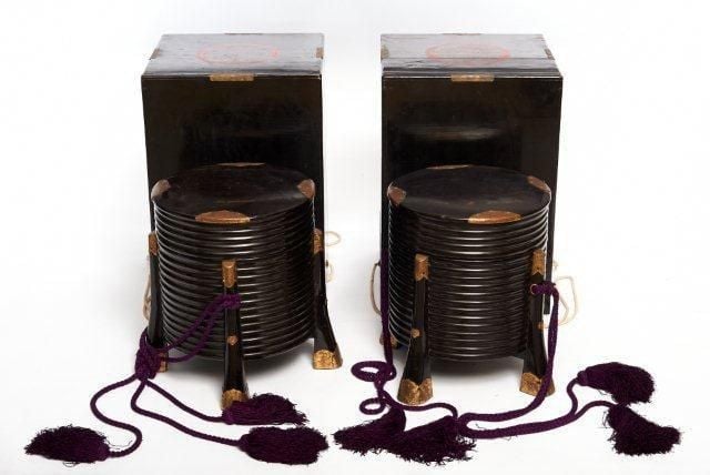 Lot de deux boites hokai laquées de couleur noir