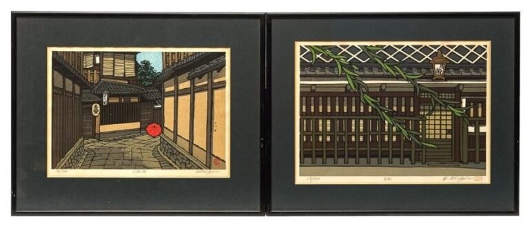 Lot de deux estampes par Nishiyama Katsuyuki (1945
