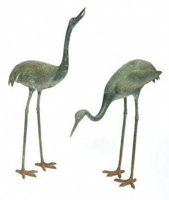 Lot de deux grues japonaises en bronze dont les pattes sont séparée