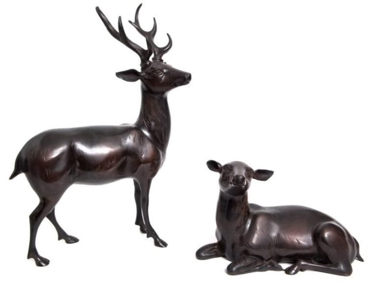 Lot de deux okimonos en bronz