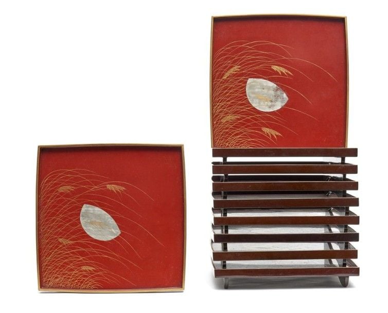 Lot de dix plateaux pour servir des bols de soupe (suimonozen