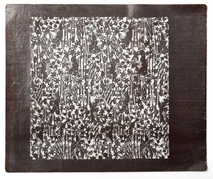 Lot de quatre grand katagami en papier (pochoirs pour teindre les ètoffes