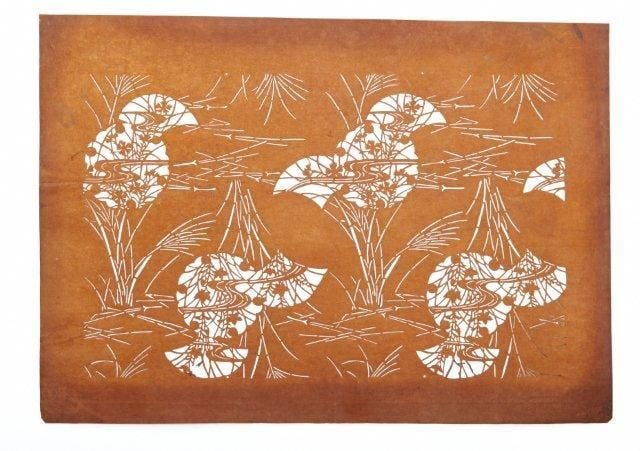 Lot de vingt katagami de papier (pochoirs pour teindre les étoffes
