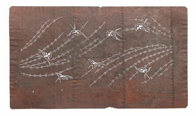 Lot de vingt katagami de papier (pochoirs pour teindre les étoffes