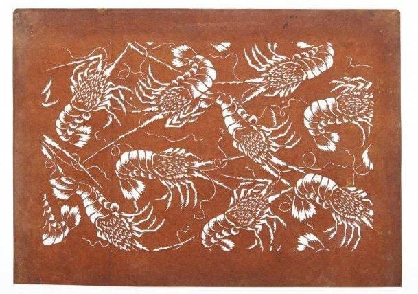 Lot de vingt katagami de papier (pochoirs pour teindre les etoffes
