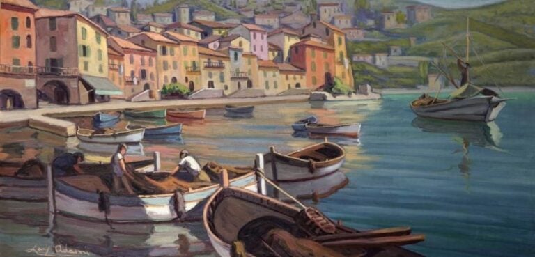 Louis ADAMI (Actif XXe siècle) Vue de Villefranche-sur-mer Huile sur toil