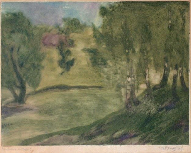 Ma maisonnette - Russie (1903) Aquatinte Signée et datée en bas à droite, titrée en bas à gauche 18 x 25,5 cm (à vue) Provenance: Ancienne collection de Monsieur