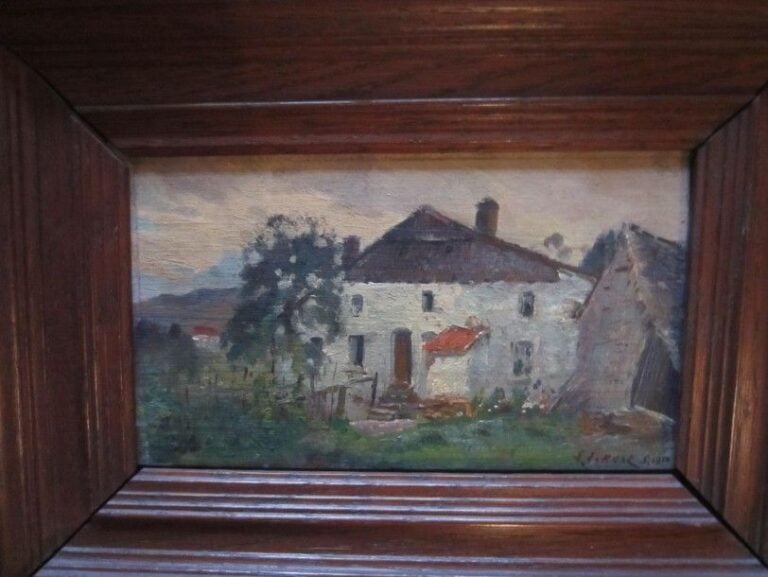 Maison de campagne Huile sur panneau, signée en bas à gauche 13 x 20 cm