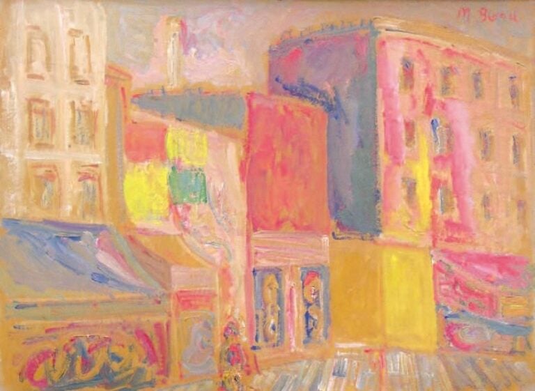 Maisons parisiennes Huile sur carton Signée en haut à droite 60 x 80 cm