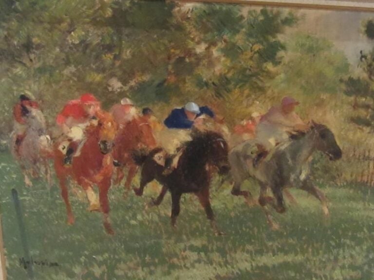 Malespina "les courses" huile sur toile