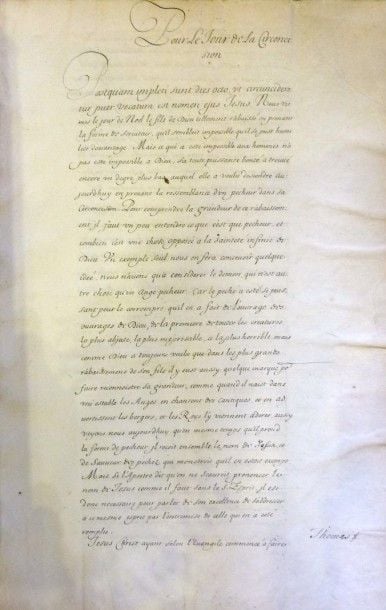 MANUSCRIT - PORT-ROYAL - DU FOSSE, Pierre Thomas (1634-1698