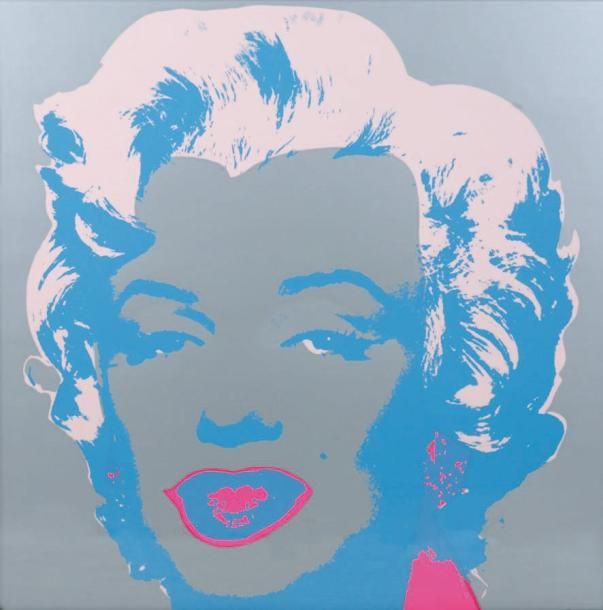Marilyn Sérigraphie sur papier fort de couleur grise et rose Porte au dos le cachet de l'éditeur Sunday