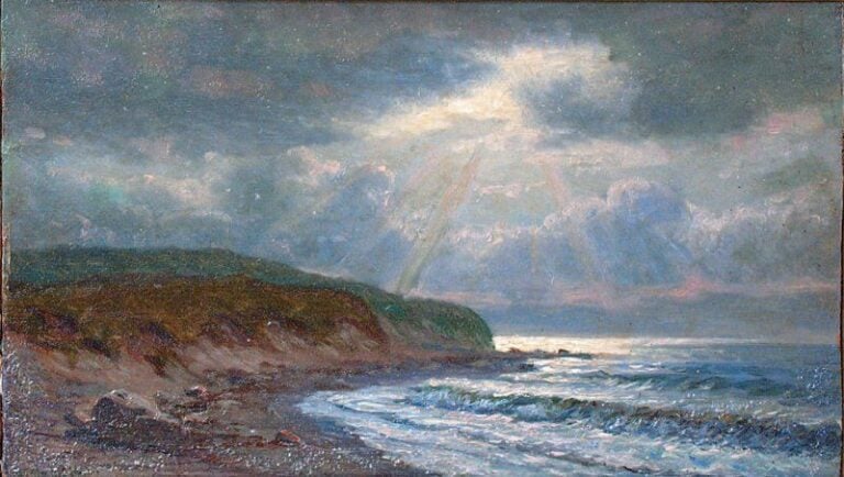 Marine Huile sur panneau Signée en bas à gauche 17 x 30 c