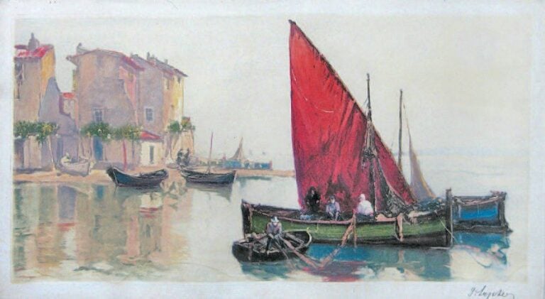 Martigues Lithographie en couleurs Signée en bas à droite 50 x 90 c