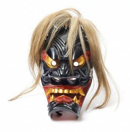 Masque Traditionnel en bois figurant un démon Saga menburyo provenant de la ville de Kashima (Préfecture de Saga