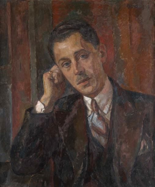 Maurice MENDJISKY / Maurycy MEDRZYCKI (1889-1951) Portait d'homme à la moustache et accoudé Huile sur toile Signée en haut à droite 65 x 54 cm