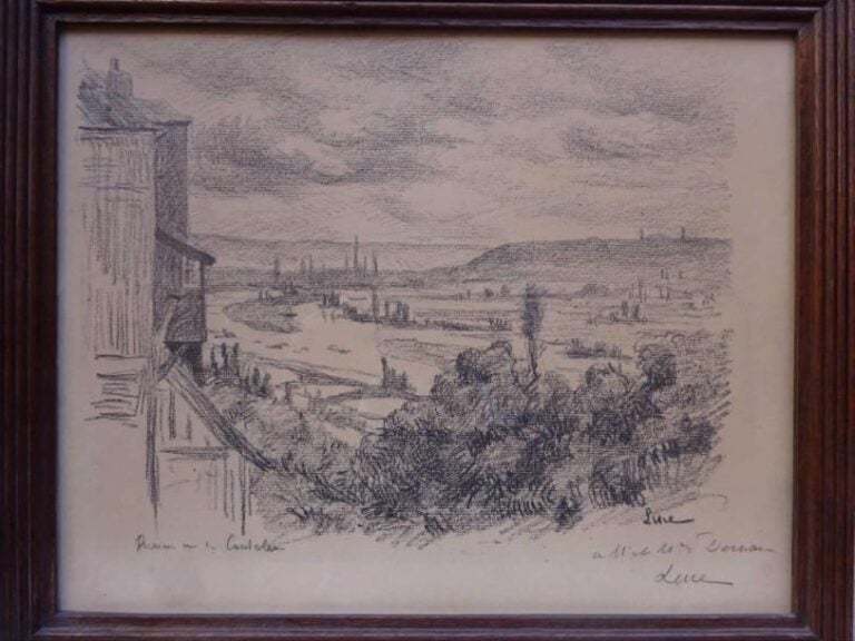 Maximilien LUCE (1858-1941) Vue de CANTELEU Lithographie signée dans la planche Contresignée et dédicacée en bas à droite, située en bas à gauche 24x31 cm