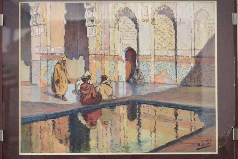 Medersa Ben Youssef, Marrakech Gouache, signée et située en bas à droite 47 x 61