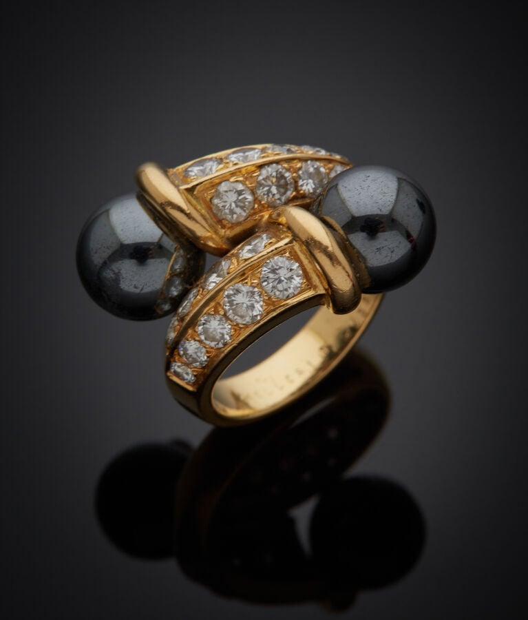 MELLERIO - BAGUE "toi et moi" en or jaune (750‰) serti d'alignements de diamant…