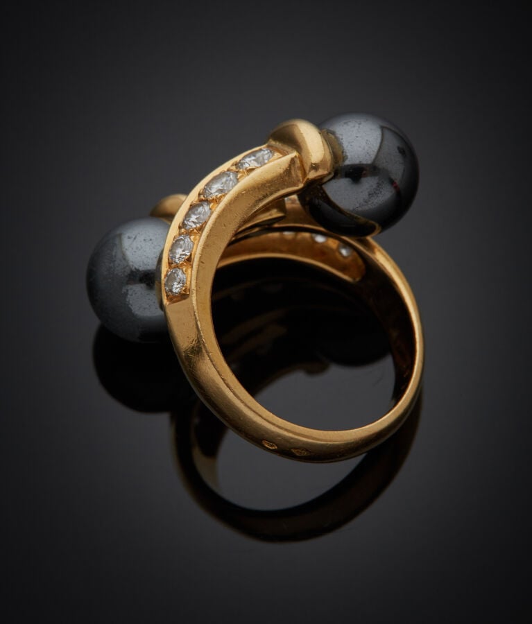 MELLERIO - BAGUE "toi et moi" en or jaune (750‰) serti d'alignements de diamant…