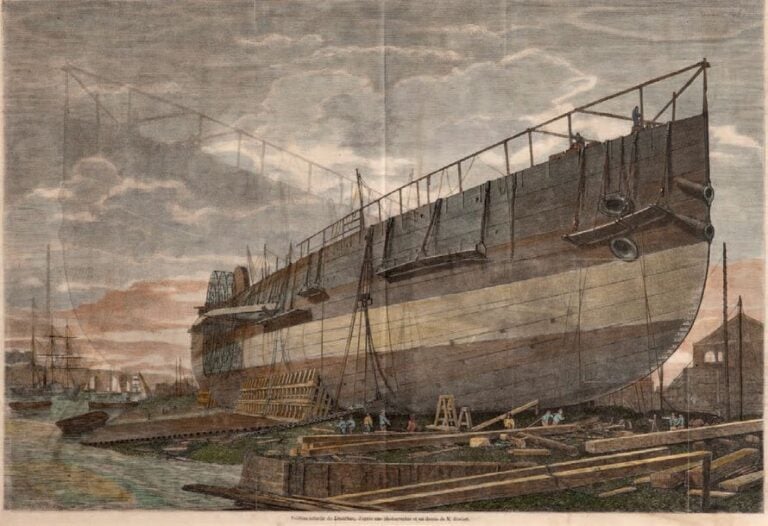 * [Mers et Océans] Ensemble de deux gravures aquarellées reproduisant le Great Eastern (Une ville flottante