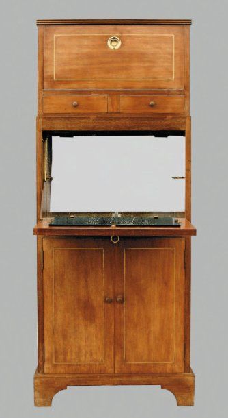 MEUBLE BAR DE CABINE en acajou à filet de laito