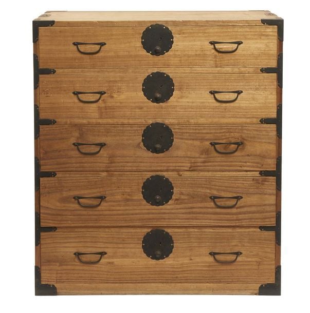 Meuble de commerçant (ch?dansu) en bois de cyprès japonais (hinoki) avec cinq tiroir