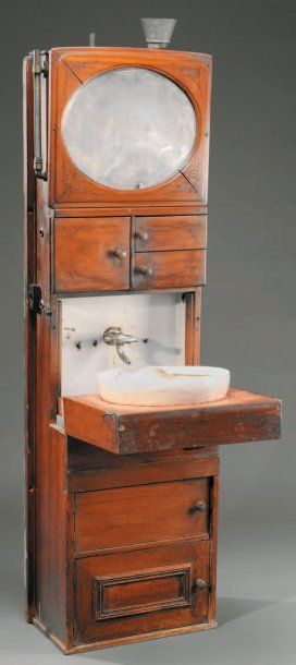 MEUBLE LAVABO DE CABINE en acajou moulur