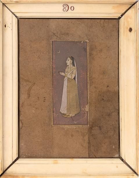 Miniature indienne dans un cadre en ivoire