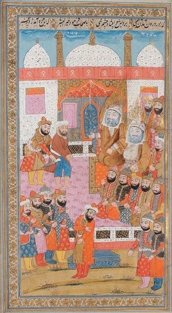MINIATURE Scène d'audience ou de guerr