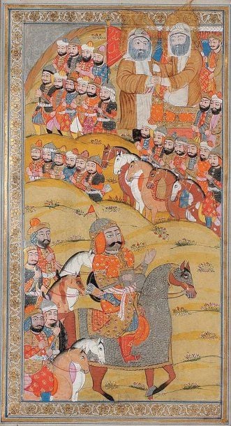 MINIATURE Scène d'audience ou de guerr