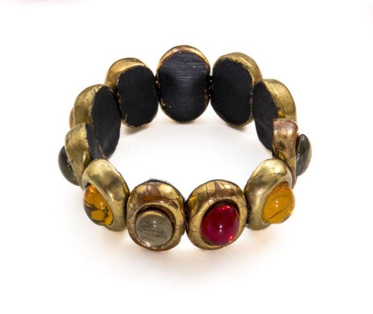 MITHÉ ESPELT (1923-2020) - Bracelet en céramique émaillée or, craquelé - et cab…