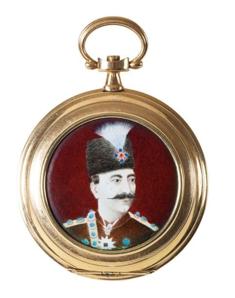 Montre à gousset ornée d'un portrait de Naser al-Din Shah