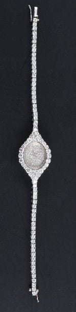 Montre bracelet de dame « Rivière brillant » en or blanc 18k (750°/00
