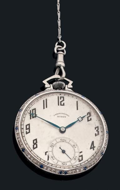 MONTRE DE POCHE DE SMOKING en platine (900 millièmes