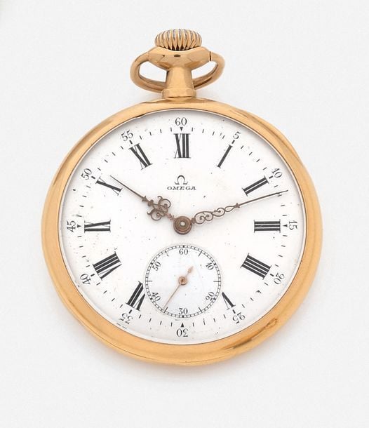 MONTRE de POCHE en or jaune (750 millièmes) très finement guilloché et cisel