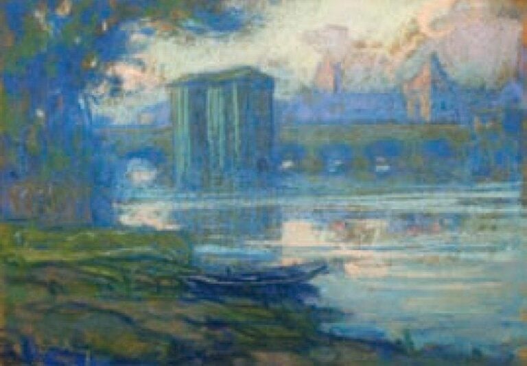 Moret-sur-Loing Pastel, monogrammé en bas à gauche 23 x 32 cm