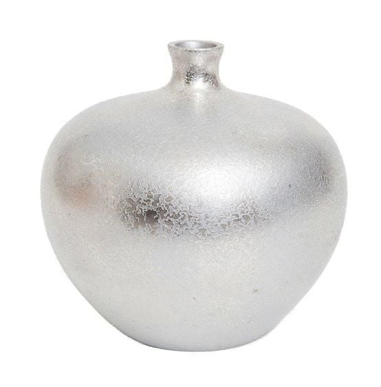 N2164 Vase en bronze et en nickel de forme globulair