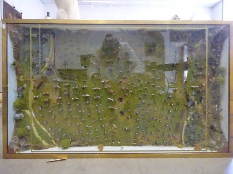 NAPOLEONICA - Diorama de soldats de plombs reconstituant une scène de la bataille de Waterlo