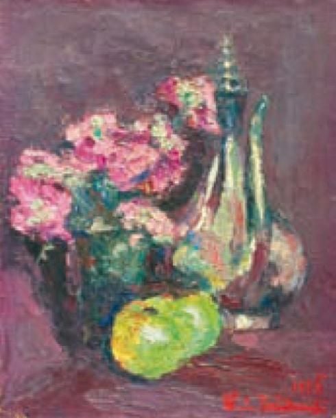 Nature morte (1915) Huile sur toile Signée et datée en bas à droite, Contresignée et datée au dos 41 x 33 cm