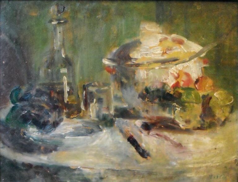 Nature morte à la soupière Huile sur carto