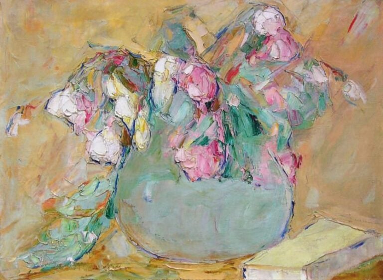 Nature morte au bouquet de roses et livre (1926) Huile sur toile Signée et datée en bas à gauche 54 x 73 cm L'authenticité de ce tableau a été confirmée par