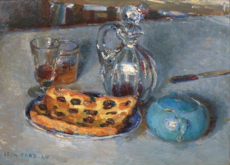 Nature morte au clafoutis Huile sur toile, signée en bas à gauche et datée 40 47 x 64 cm