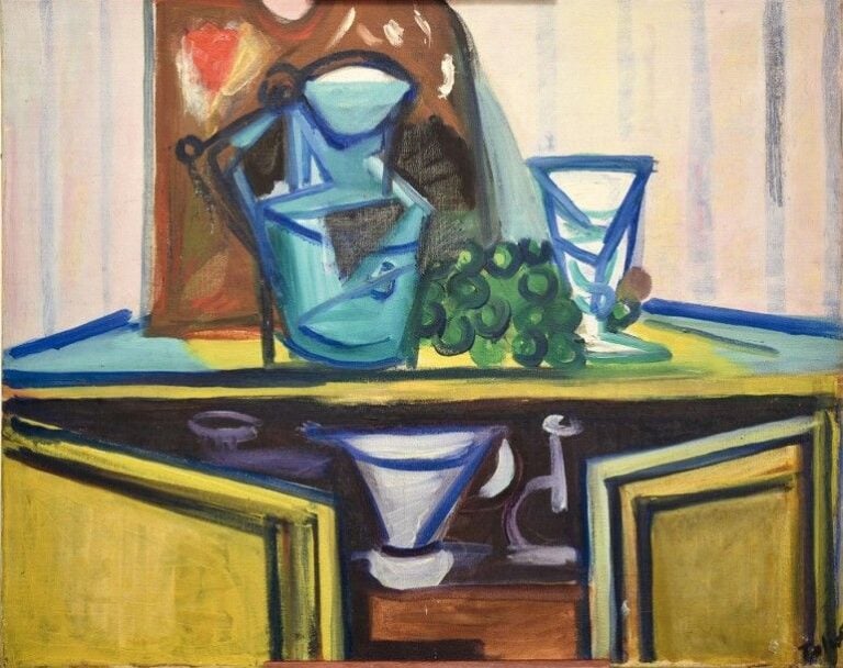 Nature morte au raisin Huile sur toile, signée en bas à droite 65 x 81 cm