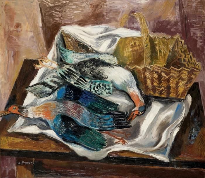 Nature morte aux faisans, 1929 Huile sur toile, signée et datée en bas à gauche Une petite restauration visible au dos 65 x 73 cm