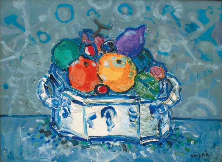 Nature morte aux fruits Huile sur toile, signée en bas à droite 46 x 61 cm
