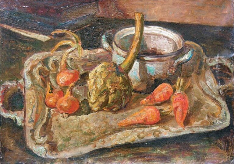 Nature morte aux légumes Huile sur toile Signée en bas à droite 46 x 65 c