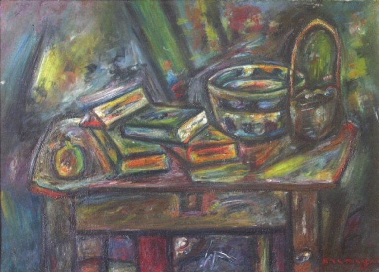 Nature morte aux livres et panie